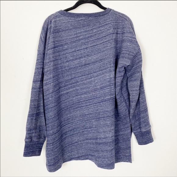 J. CREW Blue Heathered Cozy V-neck Oversized Sweater Top Long Length Casual Cozy - Picture 5 of 7